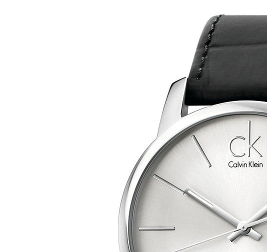 Calvin Klein City Date Silver Dial Black Leather Strap Watch for Men - K2G2G1C6 Buy Now By Calvin Klein