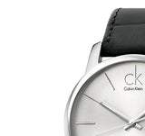 Calvin Klein City Date Silver Dial Black Leather Strap Watch for Men - K2G2G1C6 Buy Now By Calvin Klein