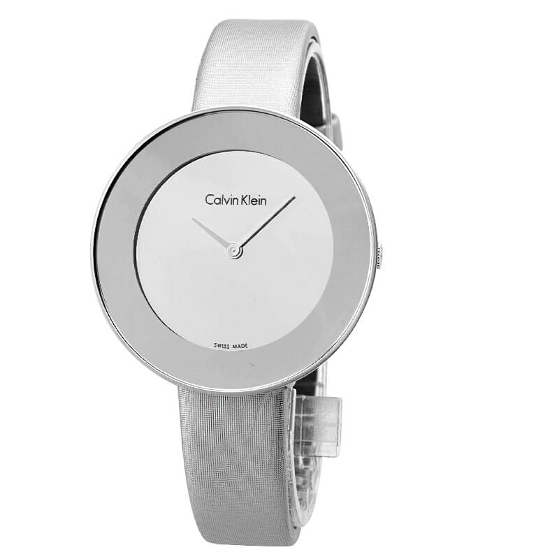 Calvin Klein Chic Silver Dial White Leather Strap Watch for Women - K7N23UP8 Buy Now By Calvin Klein