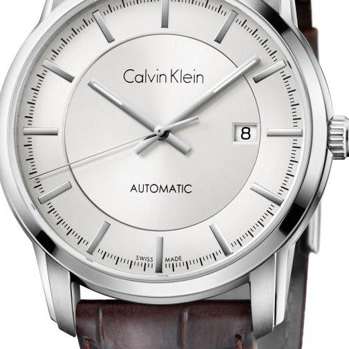 Calvin Klein Infinity Silver Dial Brown Leather Strap Watch for Men - K5S341G6 Buy Now By Calvin Klein