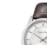 Calvin Klein Infinity Silver Dial Brown Leather Strap Watch for Men - K5S341G6 Buy Now By Calvin Klein