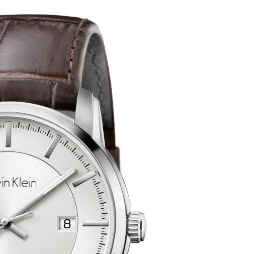 Calvin Klein Infinity Silver Dial Brown Leather Strap Watch for Men - K5S341G6 Buy Now By Calvin Klein