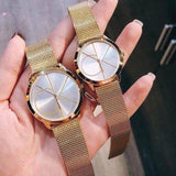 Calvin Klein Minimal Silver Dial Gold Mesh Bracelet Watch for Women - K3M22526 Buy Now By Calvin Klein