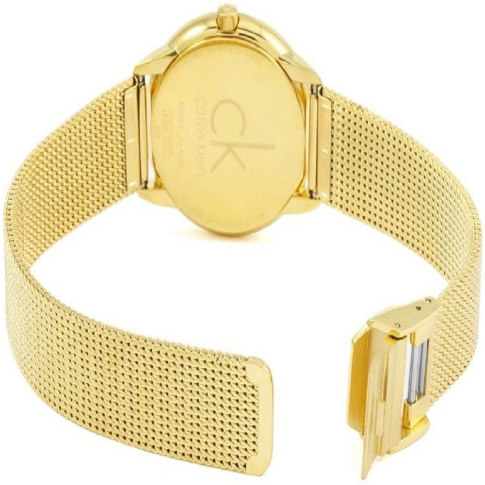 Calvin Klein Minimal Silver Dial Gold Mesh Bracelet Watch for Women - K3M22526 Buy Now By Calvin Klein
