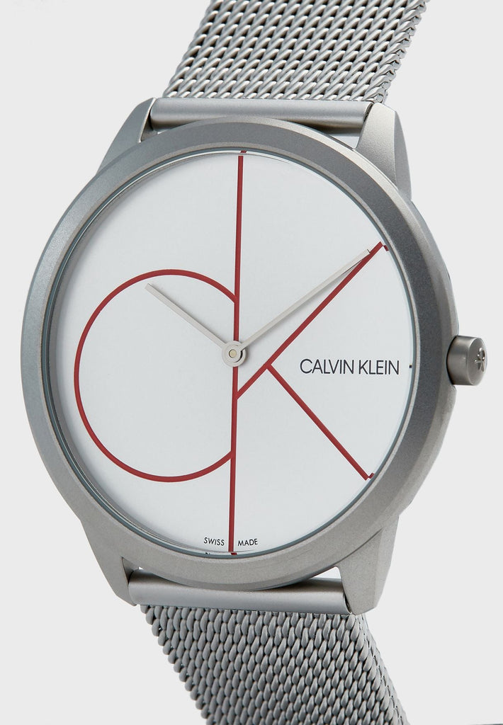 Calvin Klein Minimal White Dial Silver Mesh Bracelet Watch for Men - K3M51152 Buy Now By Calvin Klein