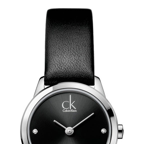 Calvin Klein Minimal Black Dial Black Leather Strap Watch for Women - K3M231CS Buy Now By Calvin Klein