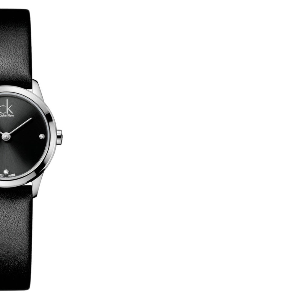 Calvin Klein Minimal Black Dial Black Leather Strap Watch for Women - K3M231CS Buy Now By Calvin Klein
