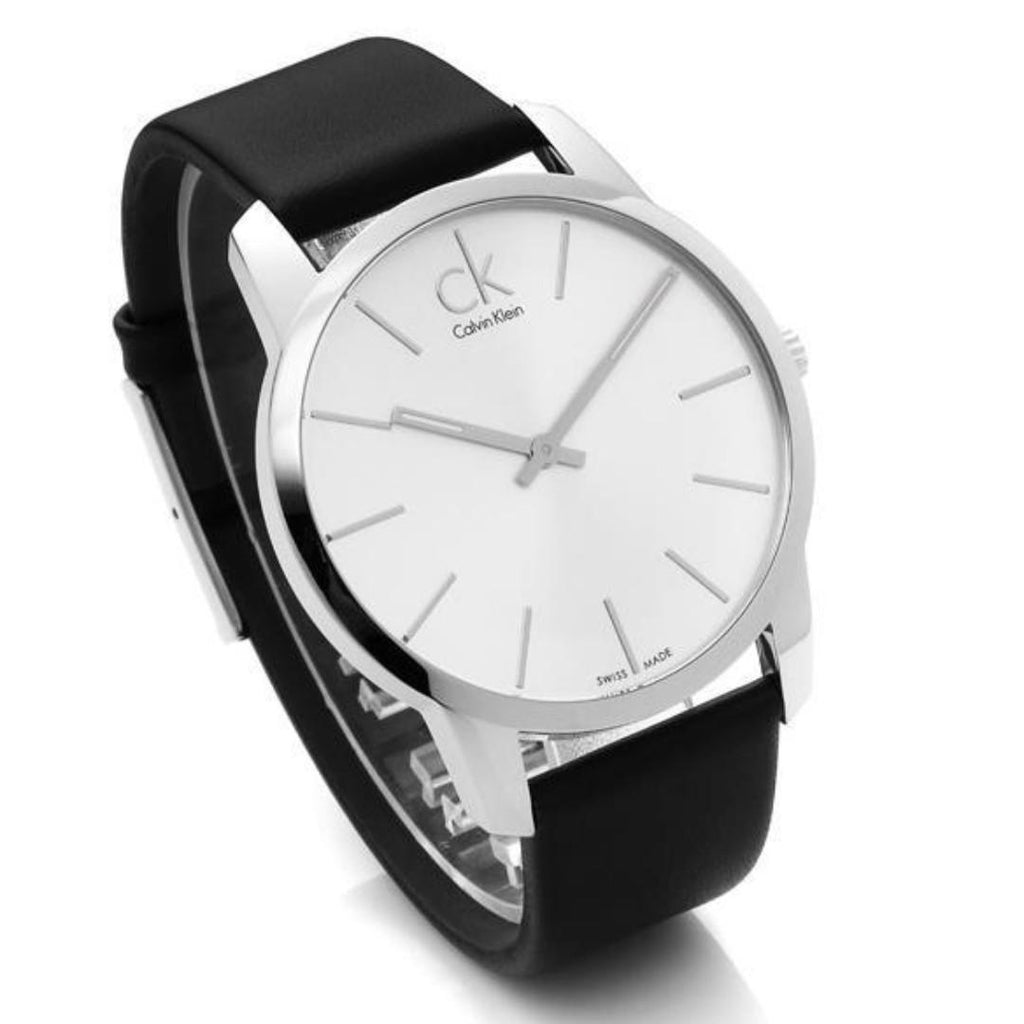 Calvin Klein City Silver Dial Black Leather Strap Watch For Women - K2G231C6 Buy Now By Calvin Klein