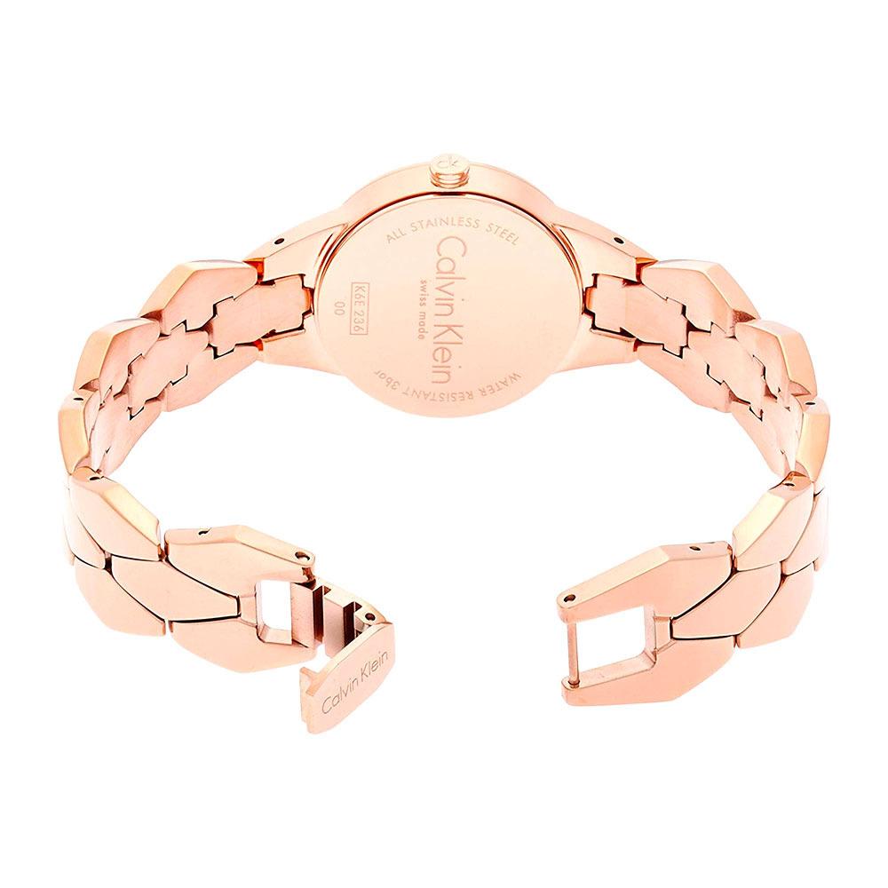 Calvin Klein Snake Silver Dial Rose Gold Steel Strap Watch For Women - K6E23646 Buy Now By Calvin Klein