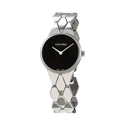 Calvin Klein Snake Black Dial Silver Steel Strap Watch For Women - K6E23141 Buy Now By Calvin Klein