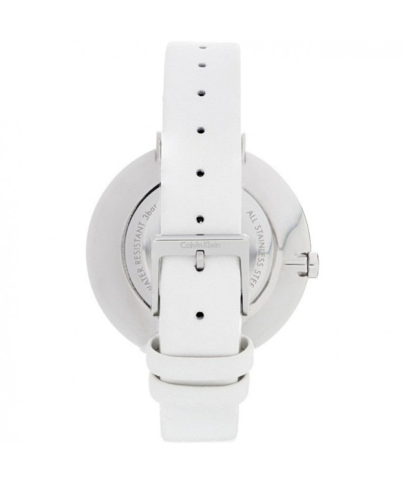 Calvin Klein Rise White Grey Dial White Leather Strap Watch for Women - K7A231L6 Buy Now By Calvin Klein