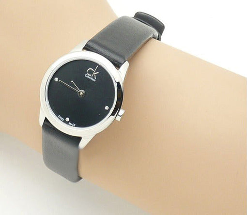 Calvin Klein Minimal Black Dial Black Leather Strap Watch for Women - K3M231CS Buy Now By Calvin Klein
