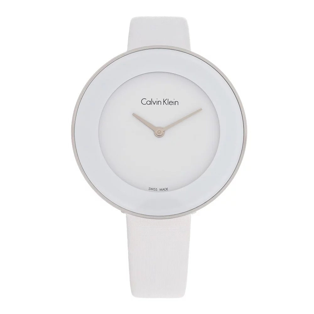 Calvin Klein Chic White Dial White Leather Strap Watch for Women - K7N23TK2 Buy Now By Calvin Klein
