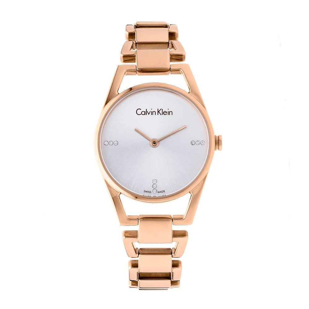 Calvin Klein Dainty Diamonds Silver Dial Rose Gold Steel Strap Watch for Women - K7L2364T Buy Now By Calvin Klein