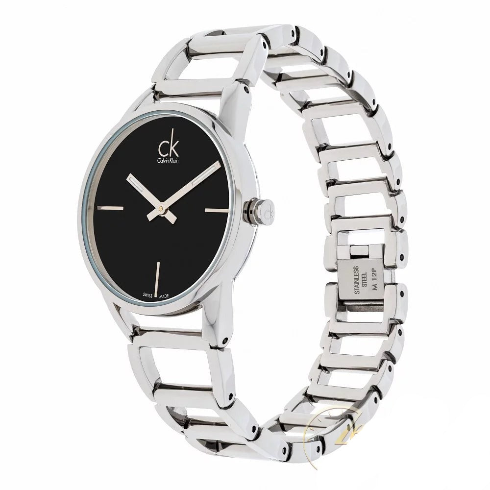 Calvin Klein Stately Black Dial Silver Steel Strap Watch for Women - K3G23121 Buy Now By Calvin Klein
