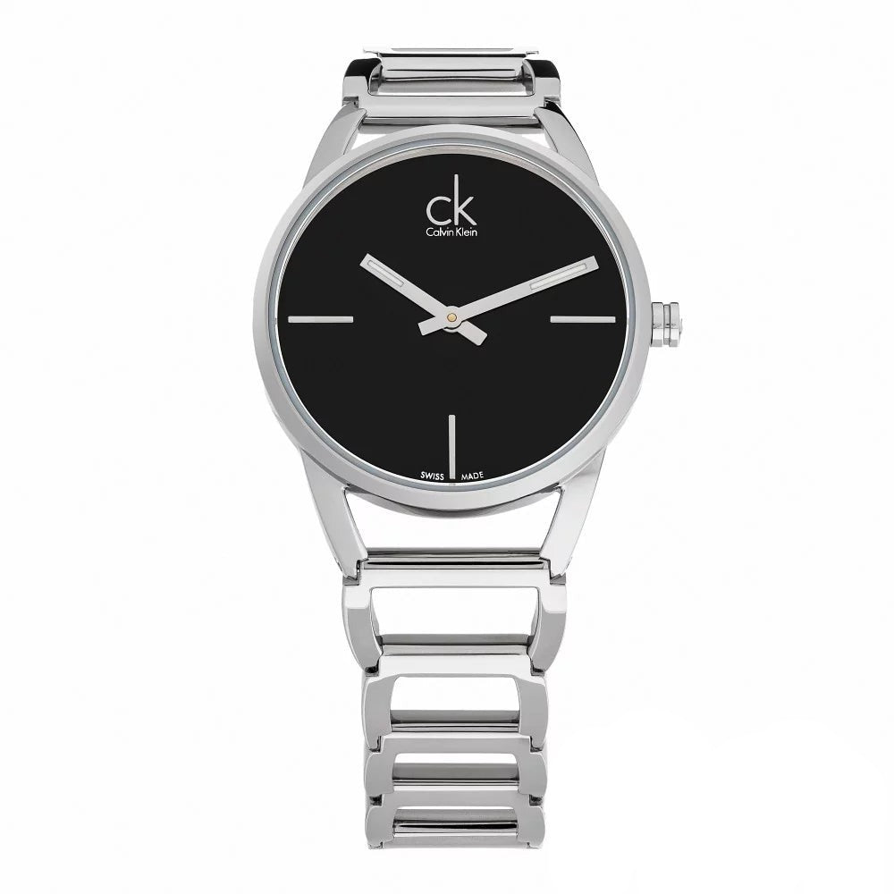 Calvin Klein Stately Black Dial Silver Steel Strap Watch for Women - K3G23121 Buy Now By Calvin Klein