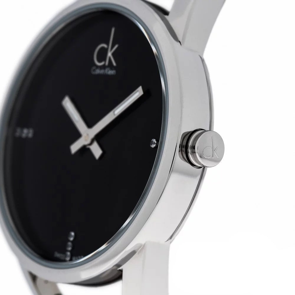 Calvin Klein Stately Black Dial Silver Steel Strap Watch for Women - K3G2312S Buy Now By Calvin Klein
