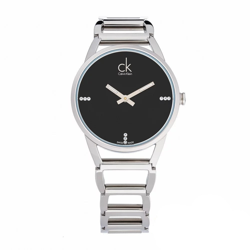 Calvin Klein Stately Black Dial Silver Steel Strap Watch for Women - K3G2312S Buy Now By Calvin Klein