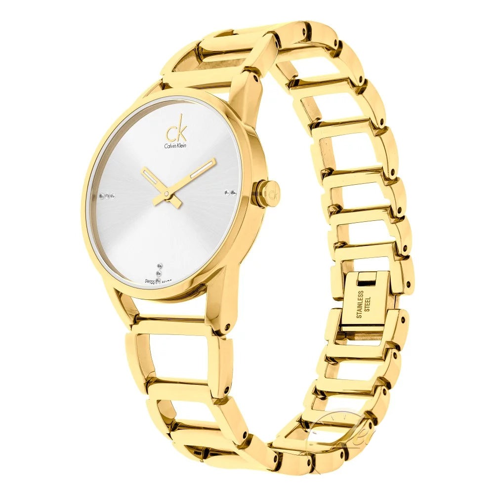 Calvin Klein Stately White Dial Gold Steel Strap Watch for Women - K3G2352W Buy Now By Calvin Klein