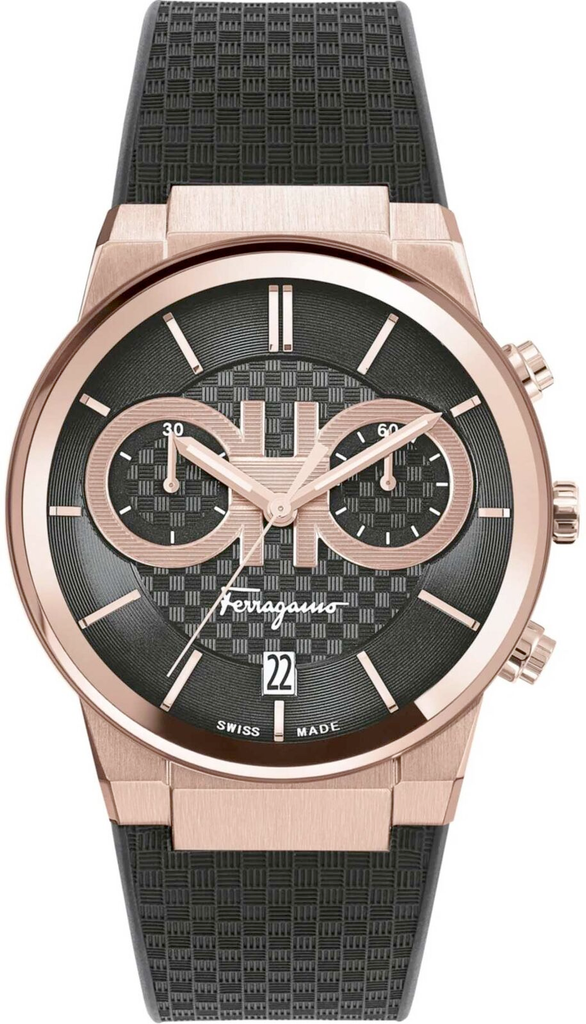 Salvatore Ferragamo Sapphire Chrono Black Dial Black Rubber Strap Watch for Men - SFME00721 Buy Now By Salvatore Ferragamo
