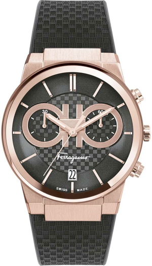 Salvatore Ferragamo Sapphire Chrono Black Dial Black Rubber Strap Watch for Men - SFME00721 Buy Now By Salvatore Ferragamo