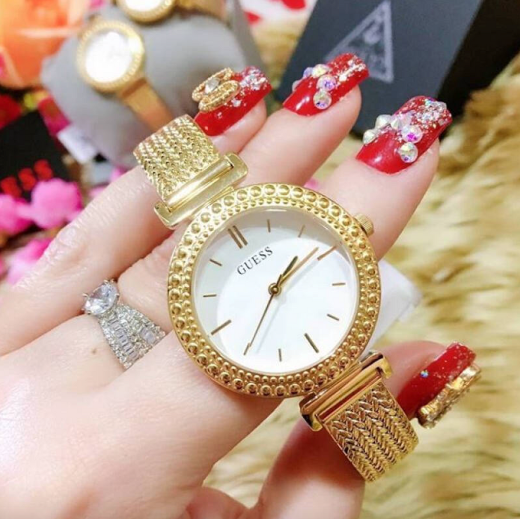 Guess Quartz White Dial Gold Steel Strap Watch For Women - W1152L2 Buy Now By Guess