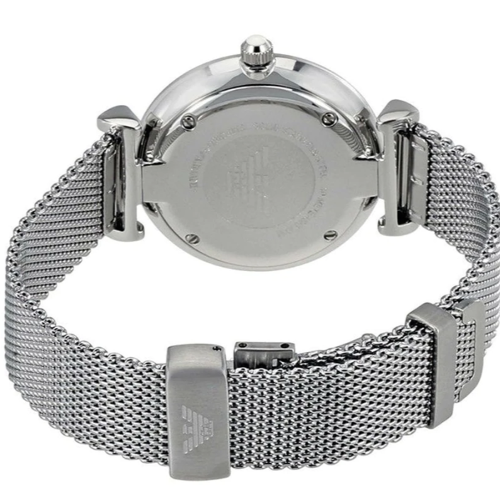 Emporio Armani Gianni T-Bar Quartz Mother of Pearl Dial Silver Mesh Bracelet Watch For Women - AR11319 Buy Now By Emporio Armani