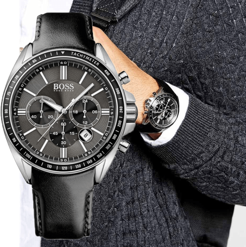 Hugo Boss Contemporary Sport Driver Black Dial Black Leather Strap Watch for Men - 1513085 Buy Now By Hugo Boss