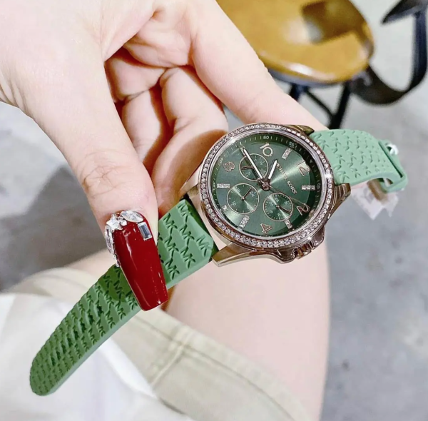 Michael Kors Mini Pilot Chronograph Green Dial Green Silicone Strap Watch For Women - MK7421 Buy Now By Michael Kors