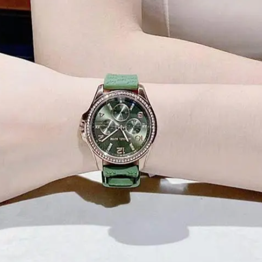 Michael Kors Mini Pilot Chronograph Green Dial Green Silicone Strap Watch For Women - MK7421 Buy Now By Michael Kors