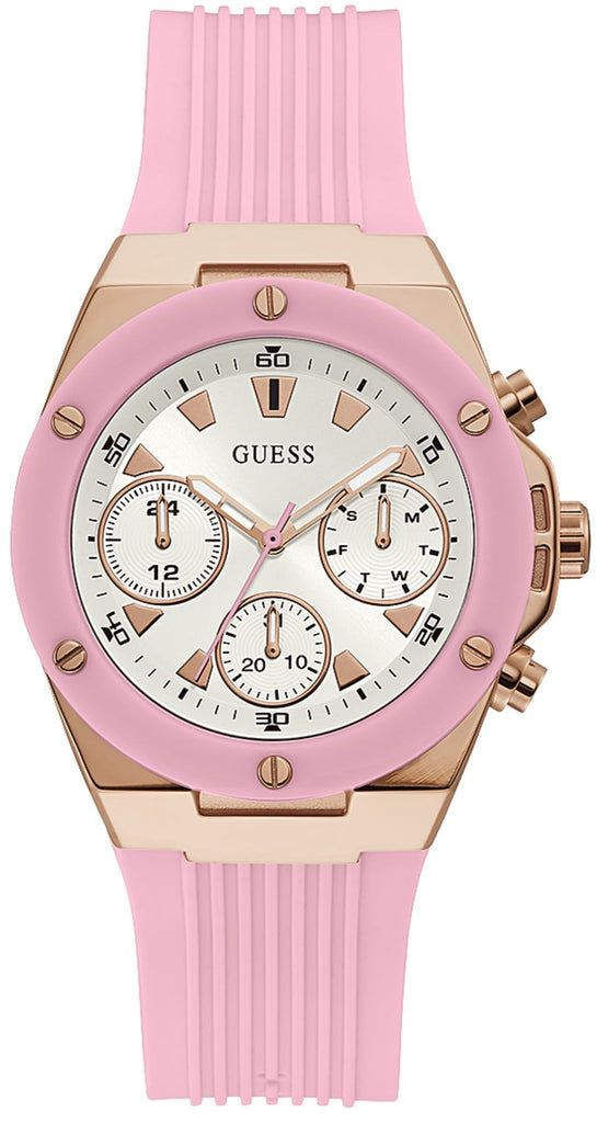 Guess Athena White Dial Pink Rubber Strap Watch For Women - GW0030L4 Buy Now By Guess