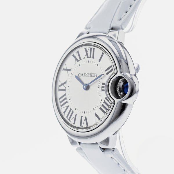 Cartier Ballon Bleu De Cartier Silver Dial White Leather Strap Watch for Women - W6920086 Buy Now By Cartier
