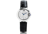 Cartier Ballon Bleu de Cartier Diamonds Silver Dial Black Leather Strap Watch for Women - W4BB0008 Buy Now By Cartier