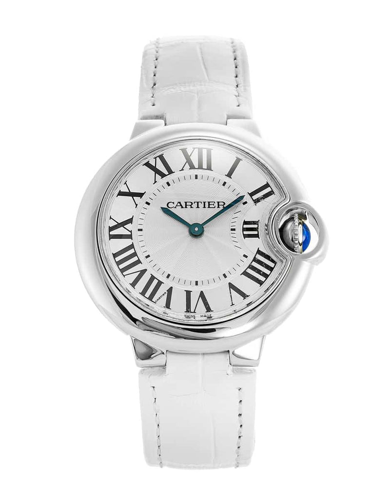 Cartier Ballon Bleu De Cartier Silver Dial White Leather Strap Watch for Women - W6920086 Buy Now By Cartier