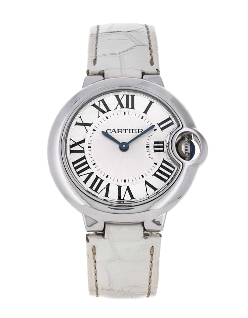 Cartier Ballon Bleu De Cartier Silver Dial White Leather Strap Watch for Women - W6920086 Buy Now By Cartier