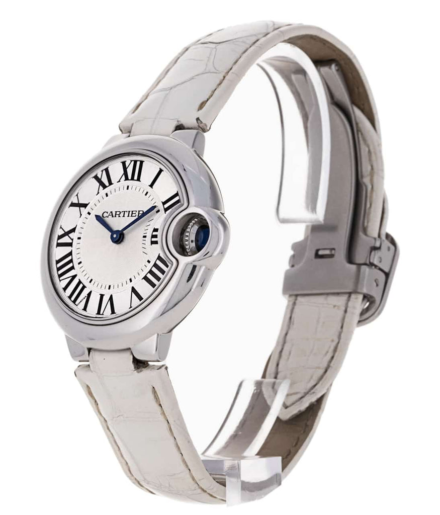 Cartier Ballon Bleu De Cartier Silver Dial White Leather Strap Watch for Women - W6920086 Buy Now By Cartier