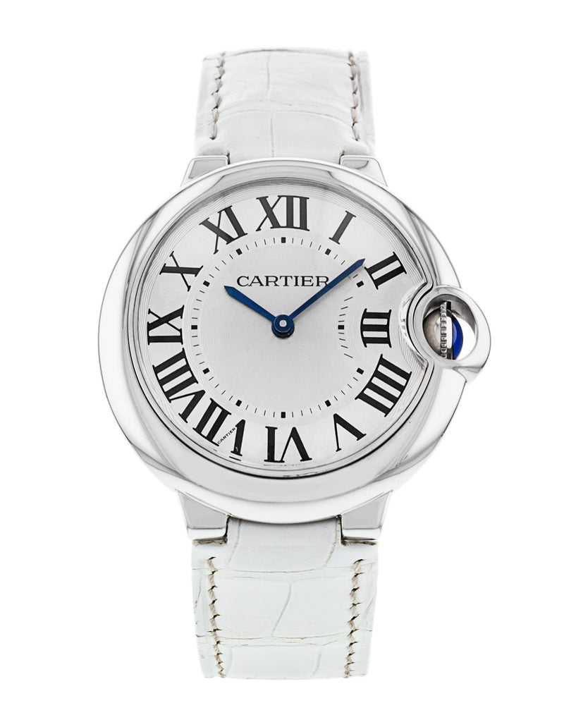 Cartier Ballon Bleu de Cartier Silver Dial White Leather Strap Watch for Women - W6920087 Buy Now By Cartier