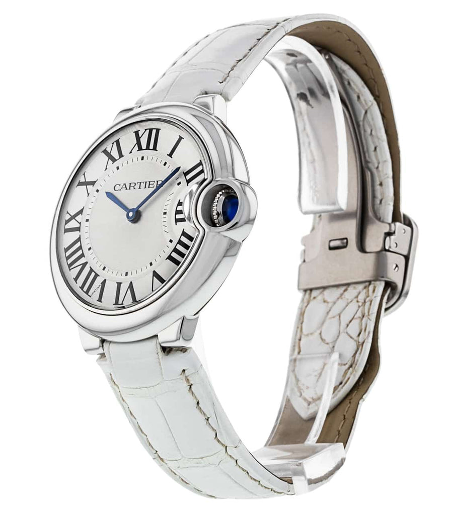 Cartier Ballon Bleu de Cartier Silver Dial White Leather Strap Watch for Women - W6920087 Buy Now By Cartier