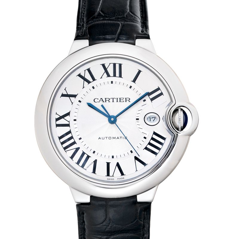Cartier Ballon Bleu de Cartier Silver Dial Black Leather Strap Watch for Men - WSBB0026 Buy Now By Cartier