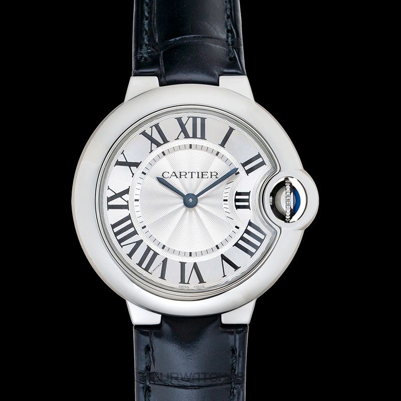 Cartier Ballon Bleu De Cartier Silver Dial Black Leather Strap Watch for Women - WSBB0034 Buy Now By Cartier