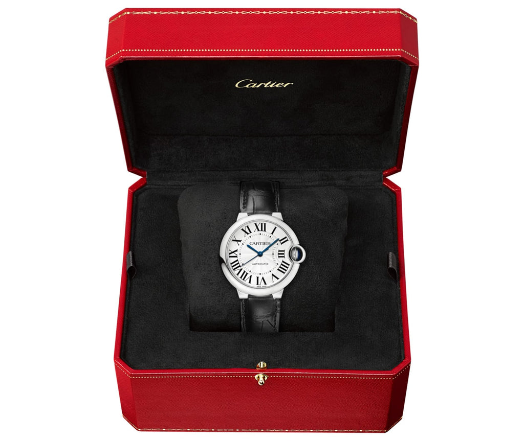 Cartier Ballon Bleu De Cartier Silver Dial Black Leather Strap Watch for Women - WSBB0028 Buy Now By Cartier