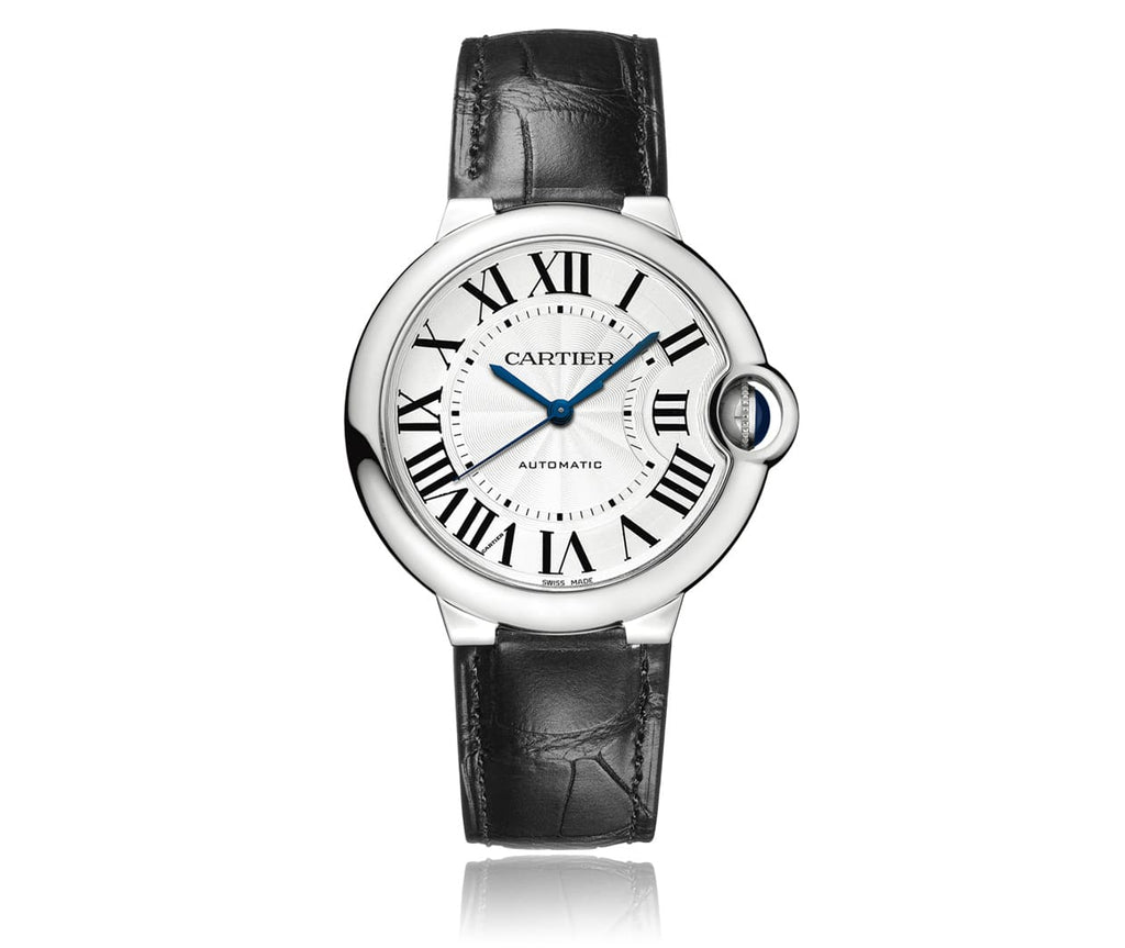 Cartier Ballon Bleu De Cartier Silver Dial Black Leather Strap Watch for Women - WSBB0028 Buy Now By Cartier