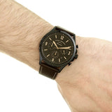 Fossil Forrester Chronograph Black Dial Brown Leather Strap Watch for Men - FS5608 Buy Now By Fossil