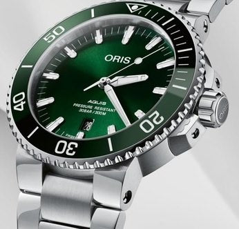Oris Aquis Date Green Dial Silver Steel Strap Watch for Men - 0173377304157-0782405PEB Buy Now By Oris