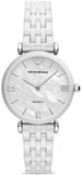Emporio Armani Giannti T Bar Quartz Mother of Pearl Dial White Steel Strap Watch For Women - AR1485 Buy Now By Emporio Armani