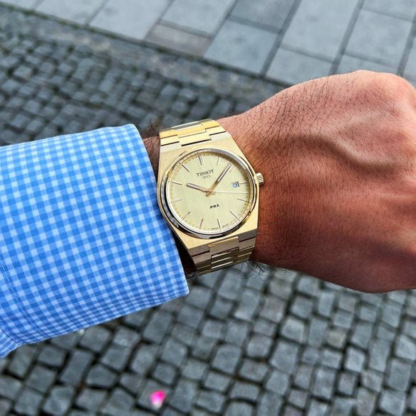 Tissot PRX Champagne Yellow Gold Dial Gold Steel Strap Watch for Men - T137.410.33.021.00 Buy Now By Tissot