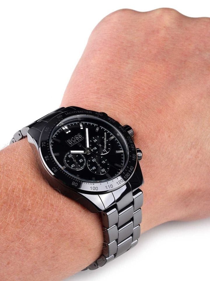 Hugo Boss Ikon Chronograph Black Dial Black Steel Strap Watch for Men - 1512961 Buy Now By Hugo Boss