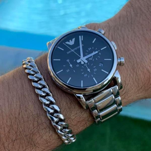 Emporio Armani Luigi Black Dial Silver Steel Strap Watch For Men - AR1894 Buy Now By Emporio Armani