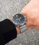 Emporio Armani Chronograph Black Dial Silver Mesh Bracelet Watch For Men - AR11104 Buy Now By Emporio Armani
