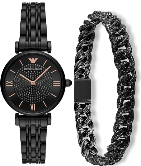 Emporio Armani Gianni T Bar All Black Diamond Dial Watch For Women - AR11245 Buy Now By Emporio Armani